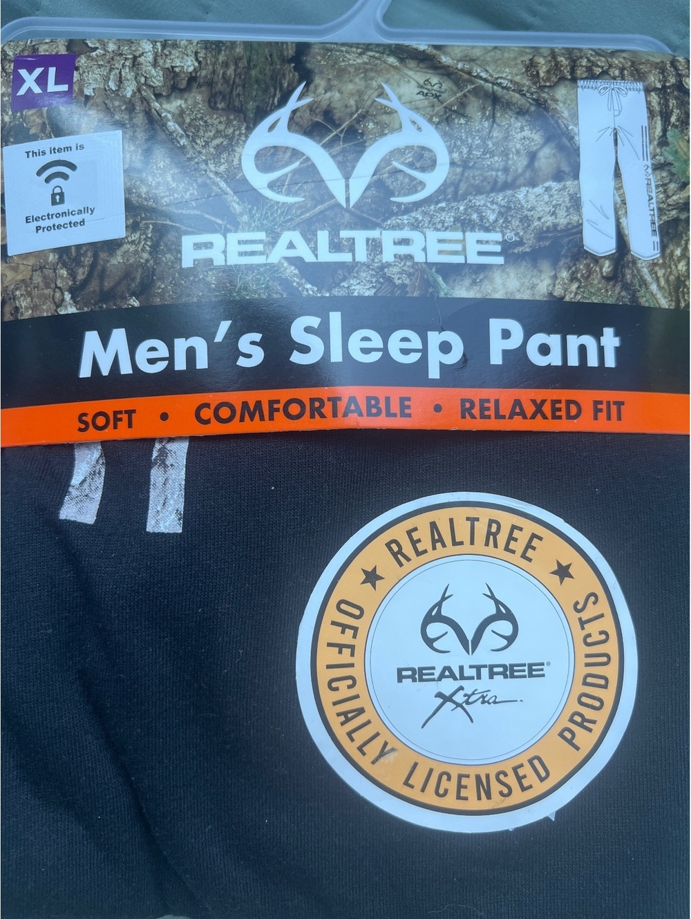 Realtree Men's Sleep Pant XL Black Soft Comfortable Relaxed Fit